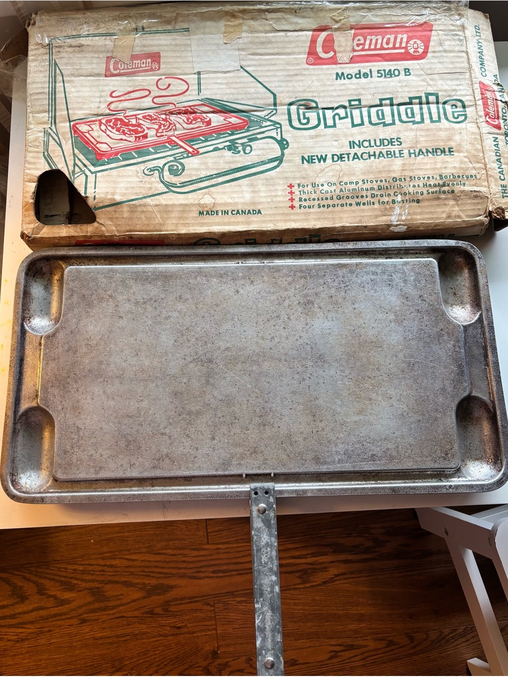 Coleman Silver Metal Griddle with Detachable Handle